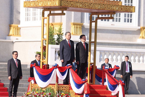 Lễ đón trọng thể Tổng Bí thư Tô Lâm tại thủ đô Viêng Chăn của CHDCND Lào