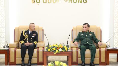 Thượng tướng Hoàng Xuân Chiến tiếp Tư lệnh Hải quân Hoàng gia Thái Lan