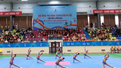 835 vận động viên sôi nổi tranh tài Aerobic tại Hội khỏe Phù Đổng
