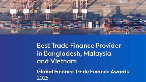 Standard Chartered được vinh danh Ngân hàng cung cấp dịch vụ Tài trợ Thương mại tốt nhất Việt Nam từ Global Finance