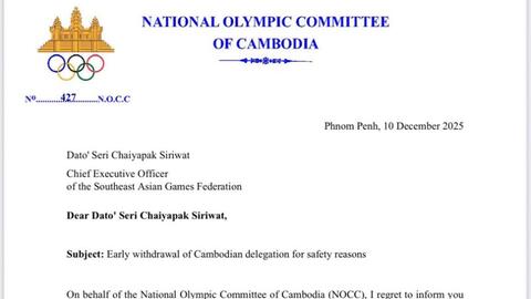 Đoàn thể thao Campuchia rút khỏi SEA Games 33
