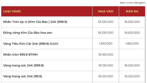 Giá vàng hôm nay ngày 11/03/2026: Tăng trở lại