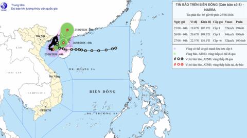 Thời tiết hôm nay (25-8): Bão số 4 trên vùng biển phía Nam đặc khu Bạch Long Vĩ