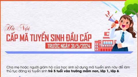 Hà Nội: Cấp mã tuyển sinh đầu cấp trước ngày 31/5