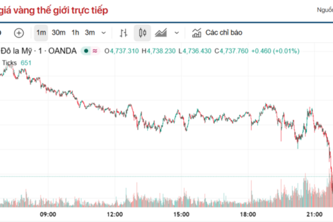Giá vàng hôm nay (22/4): Mất mốc 4.800 USD