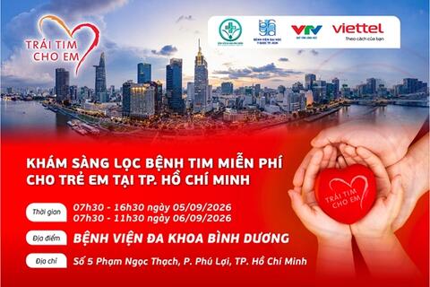 “Trái tim cho em” sẽ khám sàng lọc miễn phí bệnh tim bẩm sinh tại Thành phố Hồ Chí Minh