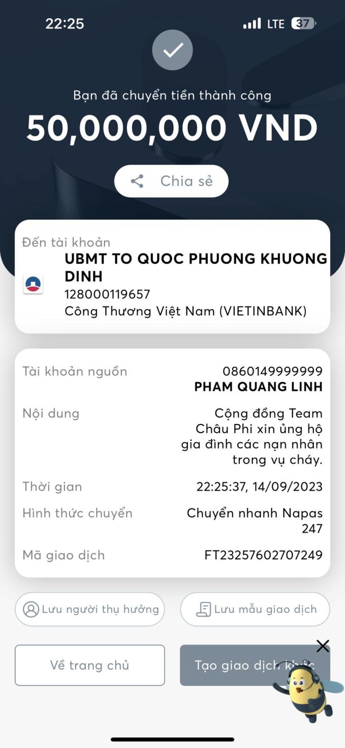 Quang Linh Vlog ủng hộ số tiền lớn cho nạn nhân vụ cháy chung cư mini, một điểm lạ khiến dân mạng nghi vấn - Ảnh 1.