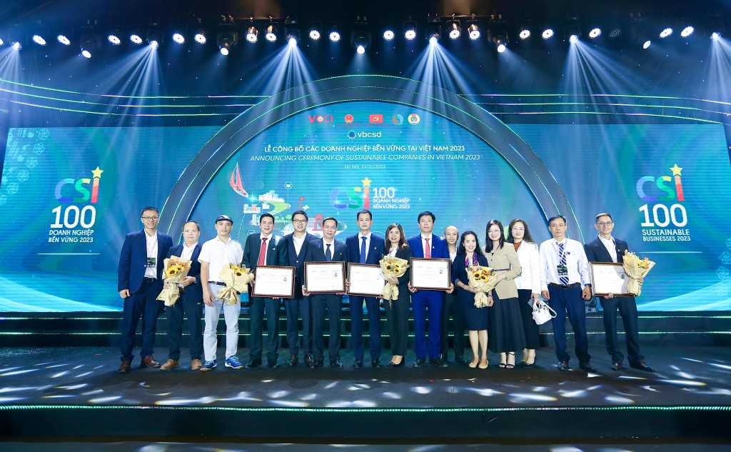 Năm 2023, SCG có sáu công ty thành viên được vinh danh trong Top 100 Doanh nghiệp bền vững năm 2023 (CSI 2023)