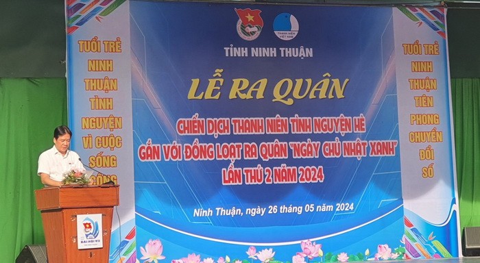 Đồng chí Nguyễn Long Biên – Phó Chủ tịch UBND tỉnh Ninh Thuận phát biểu tại buổi Lễ