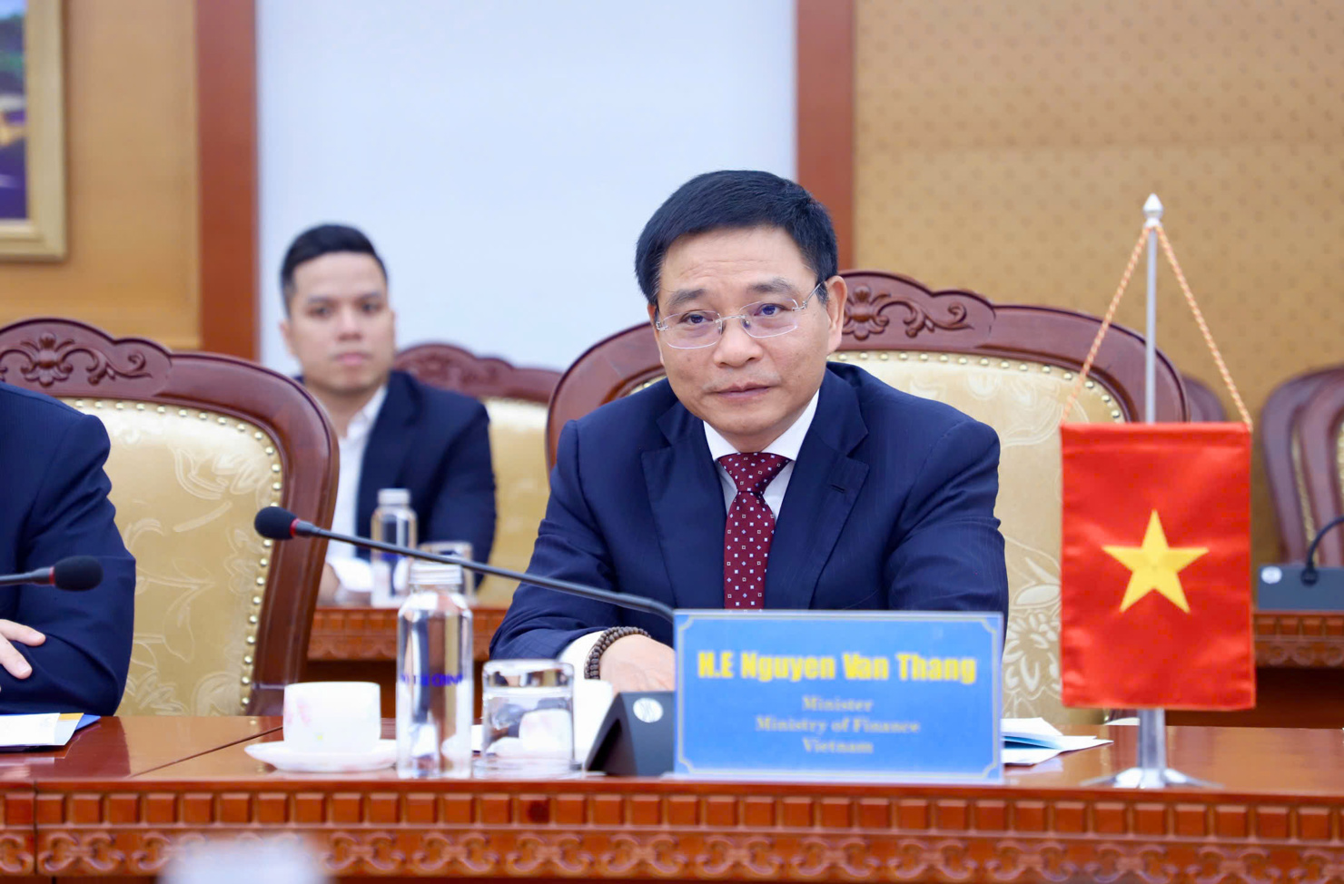 Bộ trưởng Bộ Tài chính Nguyễn Văn Thắng phát biểu tại buổi làm việc. Ảnh: Ngô Hùng.