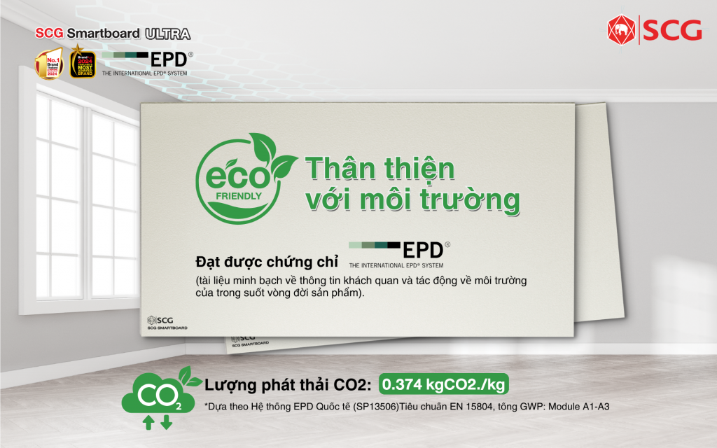 SCG Smartboard Ultra là một trong những sản phẩm mới nhất của SCG đạt chứng nhận EPD danh giá.