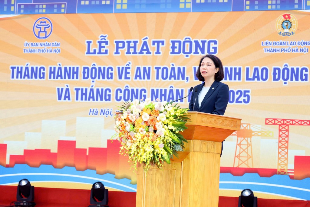 Phó Chủ tịch UBND thành phố Hà Nội Vũ Thu Hà phát biểu tại lễ phát động