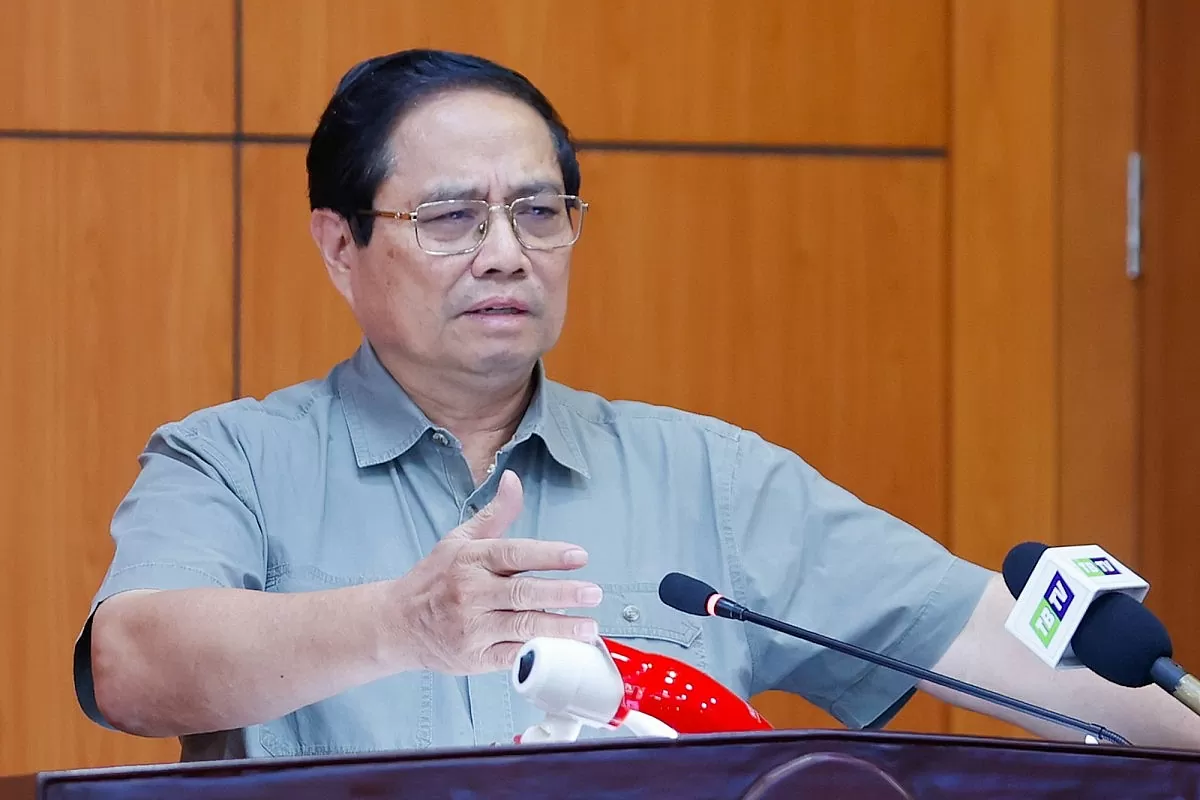 Thủ tướng Phạm Minh Chính cho rằng Thái Bình chưa phát huy hết tiềm năng khác biệt, cơ hội nổi trội, lợi thế cạnh tranh; kinh tế chưa có bước phát triển bứt phá, đột phá - Ảnh: VGP/Nhật Bắc
