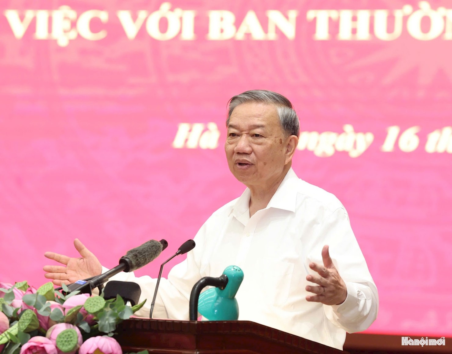 Tổng Bí thư Tô Lâm phát biểu kết luận buổi làm việc. Ảnh: Viết Thành.  