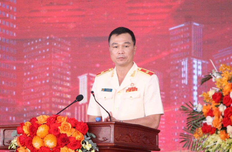 Thiếu tướng Tô Anh Dũng, Giám đốc Công an tỉnh Thanh Hóa phát biểu tại lễ kỷ niệm. Ảnh: Minh Hiếu