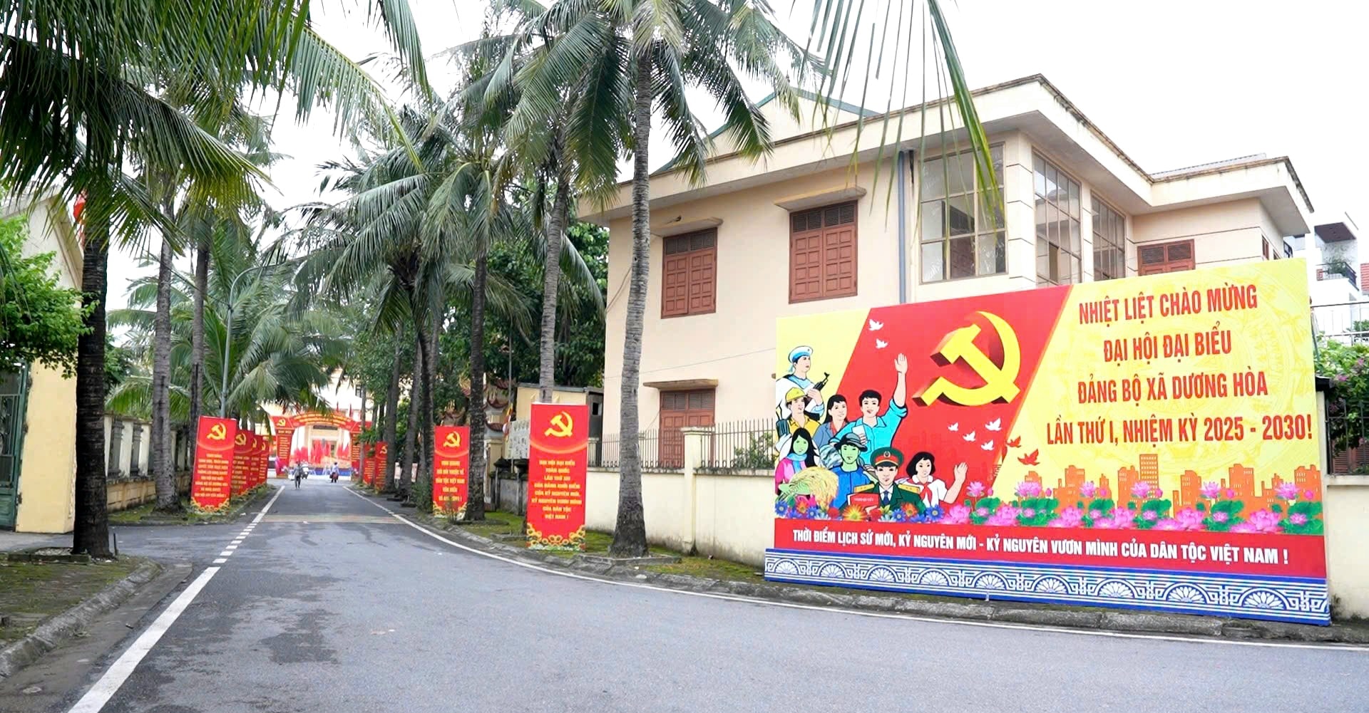 Xã Dương Hòa chào mừng đại hội. Ảnh: Phượng Nguyễn