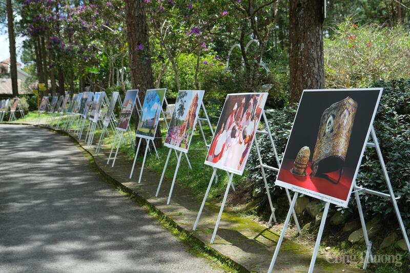 120 hình ảnh đặc sắc về đời sống, tín ngưỡng, lễ hội, thủ công truyền thống và di sản văn hóa phi vật thể được trưng bày trong khuôn viên Bảo tàng. Ảnh: Lê Sơn