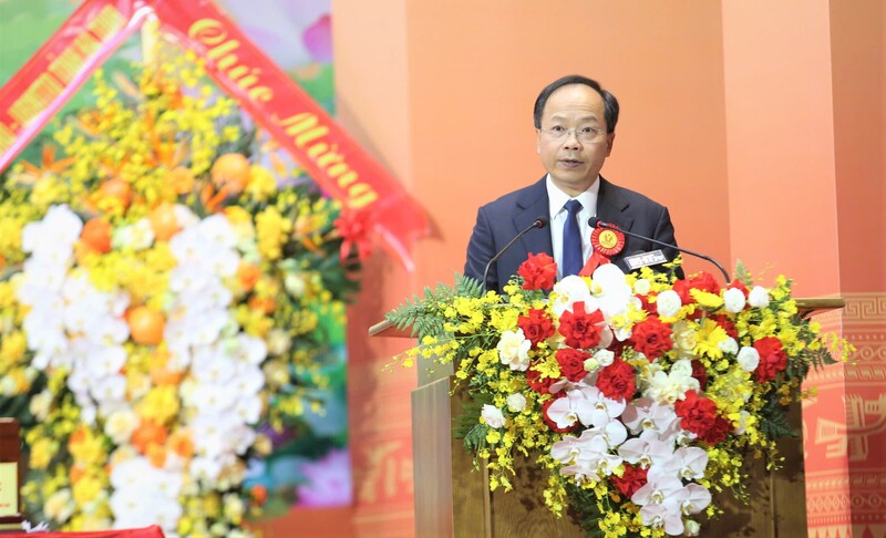 Bí thư Tỉnh ủy Hà Tĩnh Nguyễn Duy Lâm phát biểu tại Đại hội. Ảnh: Thành Sen