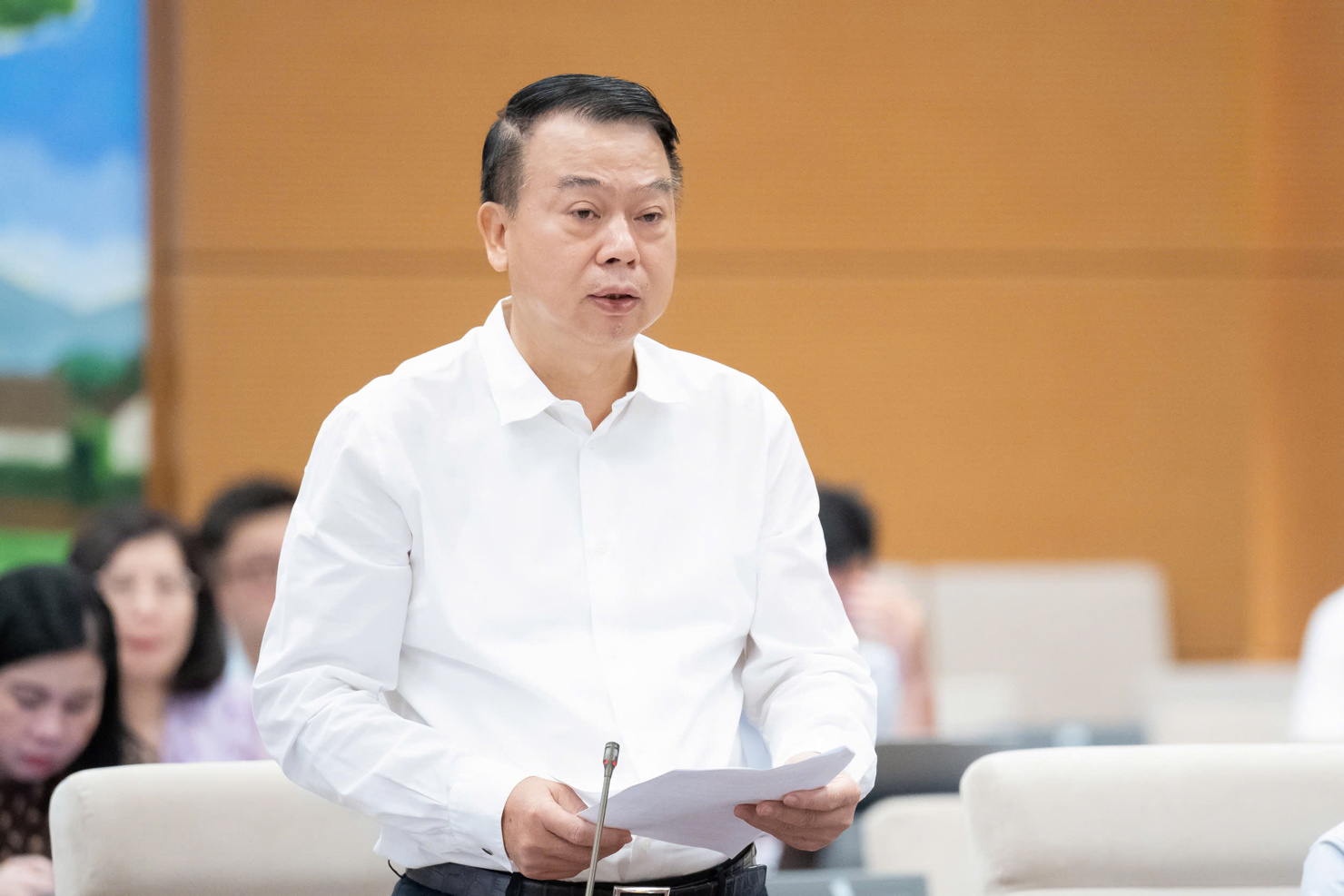 Thứ trưởng Bộ Tài chính Nguyễn Đức Chi phát biểu tại phiên họp.