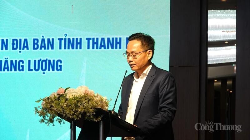 Ông Hoàng Xuân Phong, Giám đốc Trung tâm Xúc tiến Công Thương Thanh Hóa phát biểu tại hội thảo.