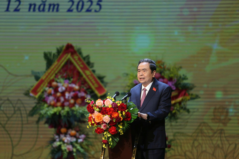 Chủ tịch Quốc hội Trần Thanh Mẫn phát biểu chỉ đạo tại Lễ kỷ niệm. Ảnh: Nhà xuất bản Chính trị quốc gia Sự thật