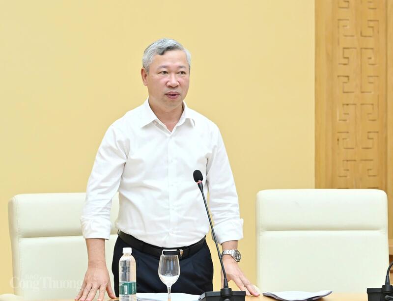 Cục trưởng Cục Điện lực Phạm Nguyên Hùng báo cáo tại cuộc họp. Ảnh: Cấn Dũng