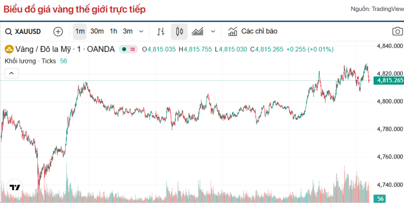 Diễn biến giá vàng thế giới trong 24h qua.