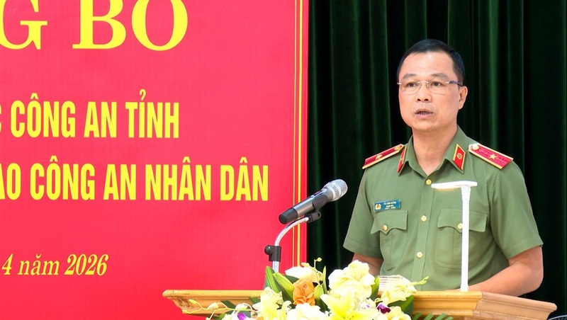 Thiếu tướng Tô Anh Dũng, Giám đốc Công an tỉnh Thanh Hóa phát biểu giao nhiệm vụ tại buổi Lễ. Ảnh: Công an Thanh Hóa
