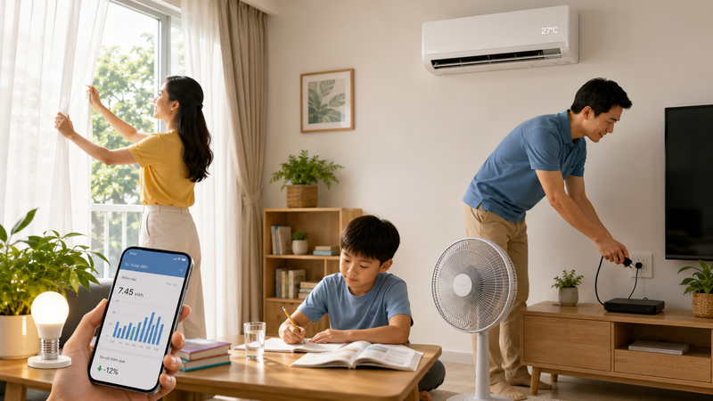 Người dân chủ động theo dõi điện năng tiêu thụ hằng ngày thông qua ứng dụng chăm sóc khách hàng của ngành điện. Ảnh minh họa