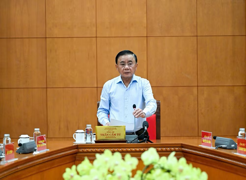 Thường trực Ban Bí thư Trần Cẩm Tú phát biểu kết luận cuộc họp. Ảnh: Duy Linh