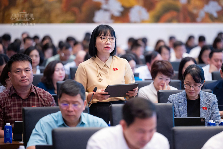 Phó Trưởng đoàn chuyên trách Đoàn Đại biểu Quốc hội thành phố Hải Phòng Nguyễn Thị Việt Nga phát biểu. Ảnh: Quochoi.vn