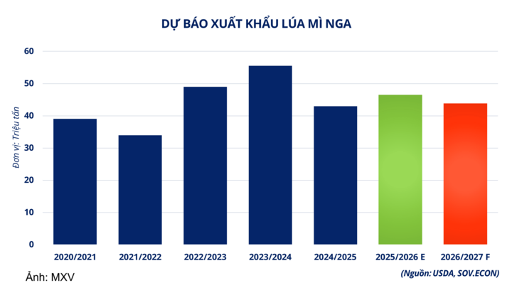 Dự báo xuất khẩu lúa mì Nga.